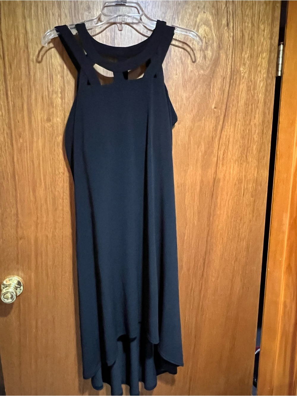 Cupio Black High-Low Cutout Neck Sleeveless Dress